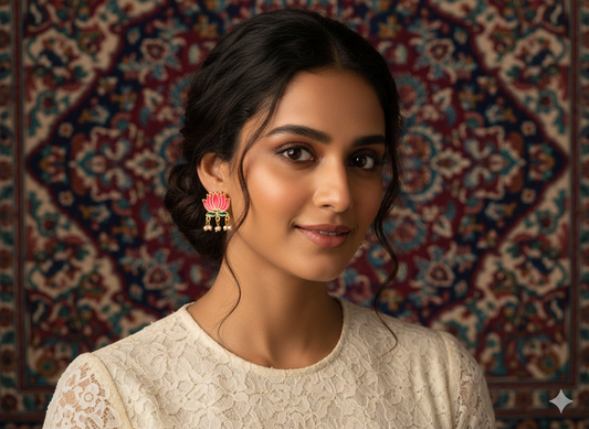 invisible Necklace,traditional Jhumkas,stone earring