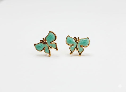 Butterfly-light green Korean Earring