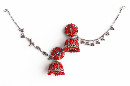 invisible Necklace,traditional Jhumkas,stone earring