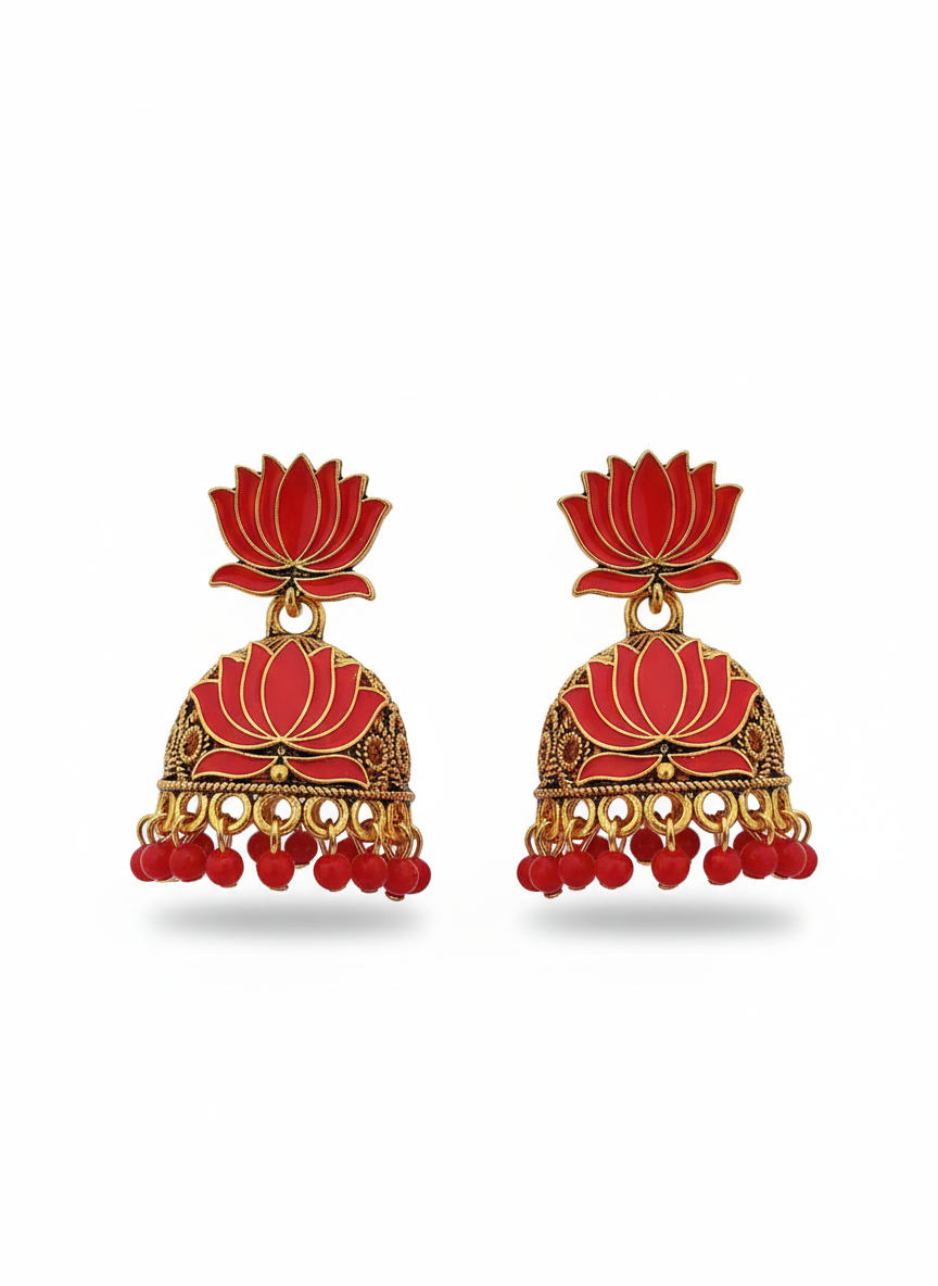 invisible Necklace,traditional Jhumkas,stone earring