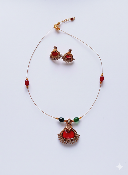 invisible Necklace,traditional Jhumkas,stone earring