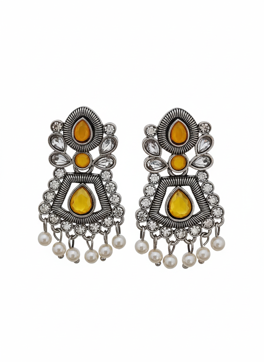 invisible Necklace,traditional Jhumkas,stone earring