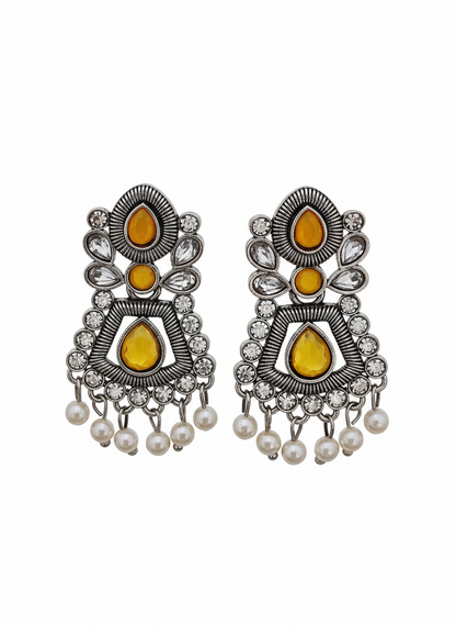 invisible Necklace,traditional Jhumkas,stone earring