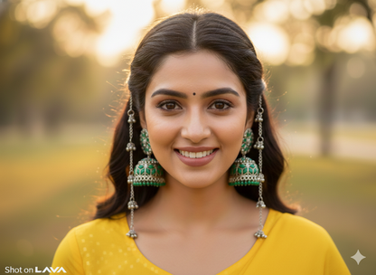 invisible Necklace,traditional Jhumkas,stone earring