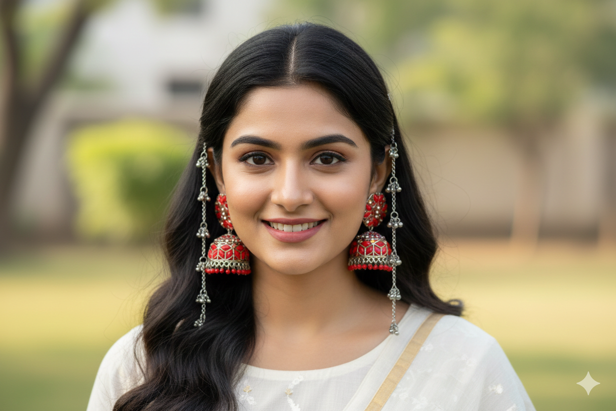 invisible Necklace,traditional Jhumkas,stone earring