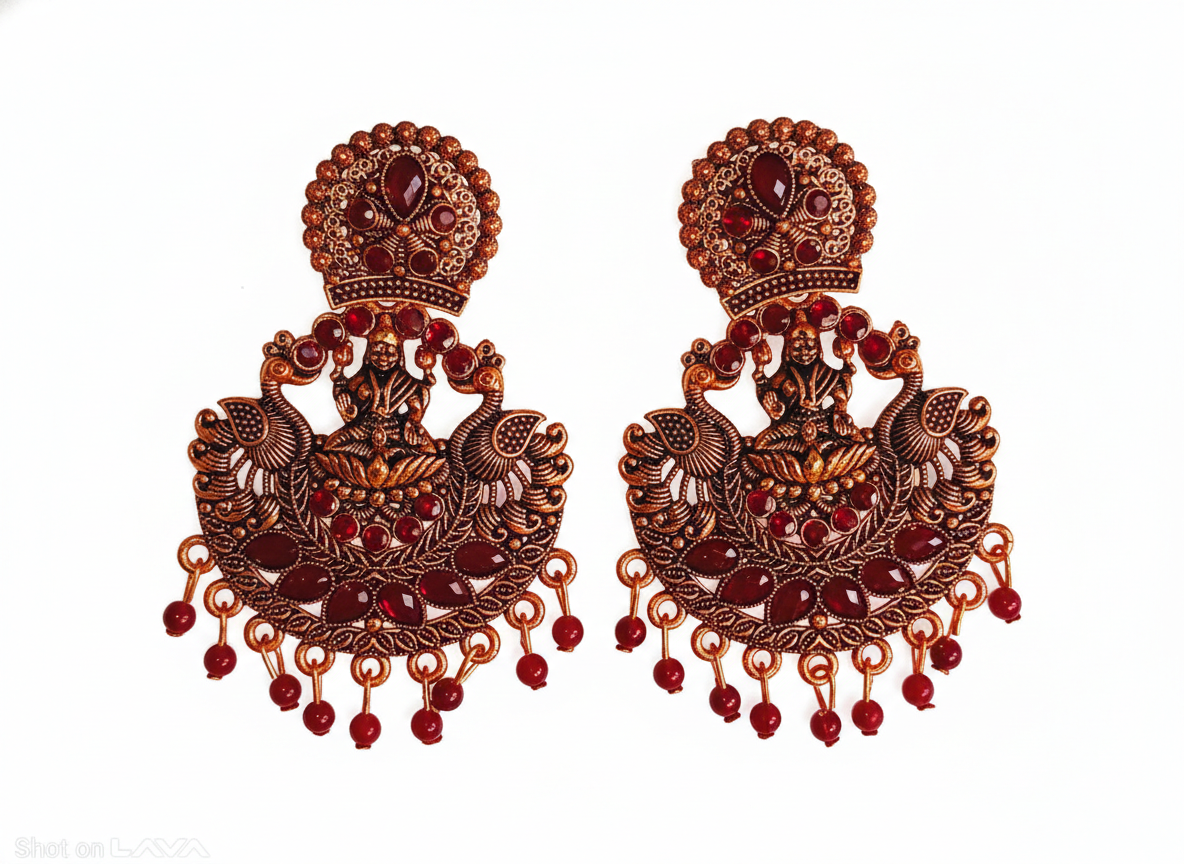 invisible Necklace,traditional Jhumkas,stone earring