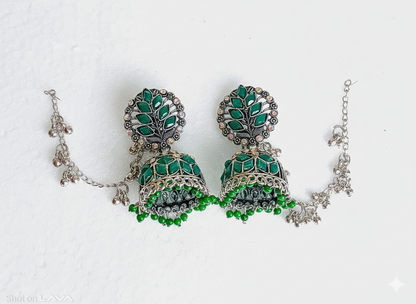invisible Necklace,traditional Jhumkas,stone earring