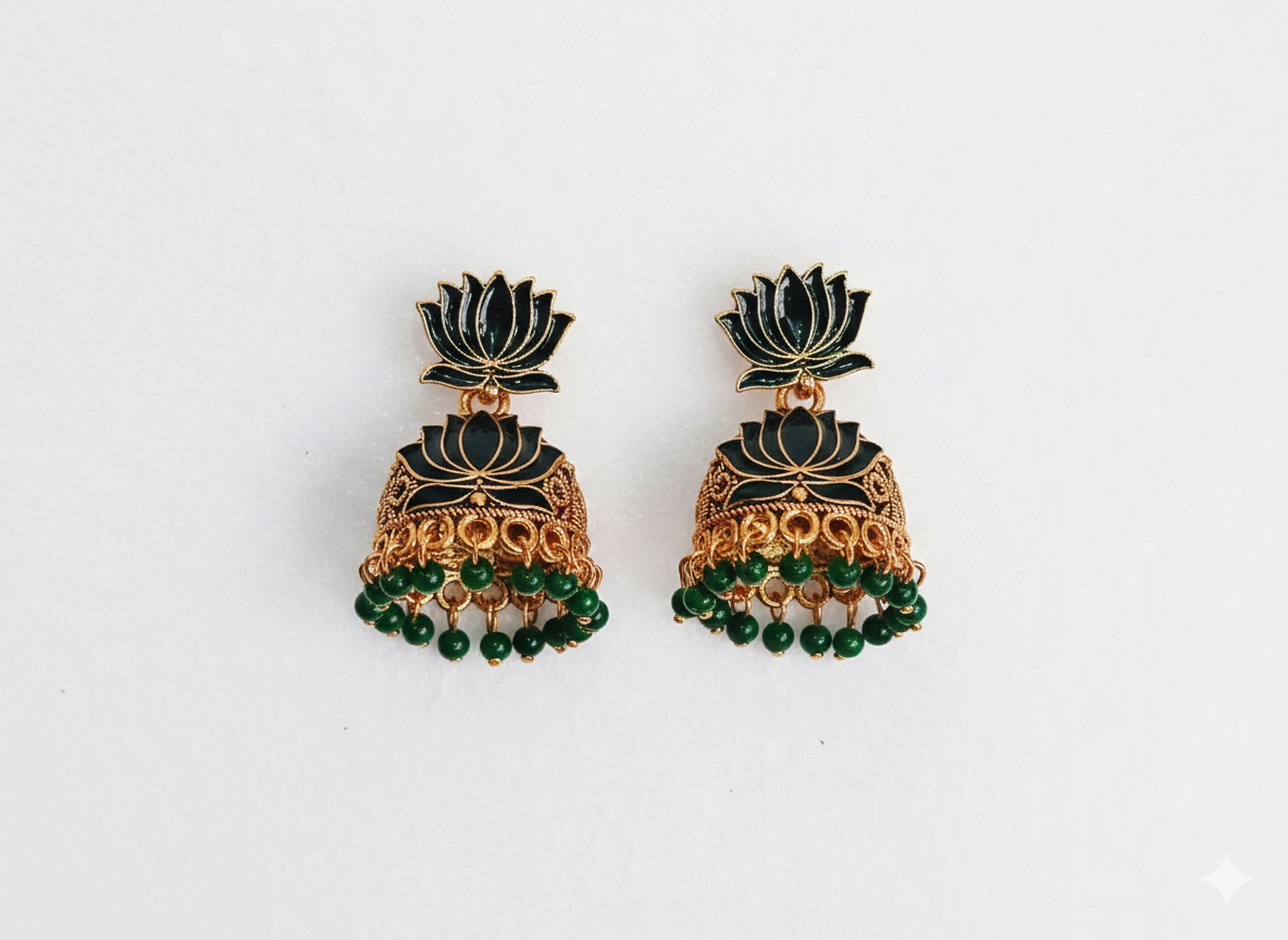invisible Necklace,traditional Jhumkas,stone earring