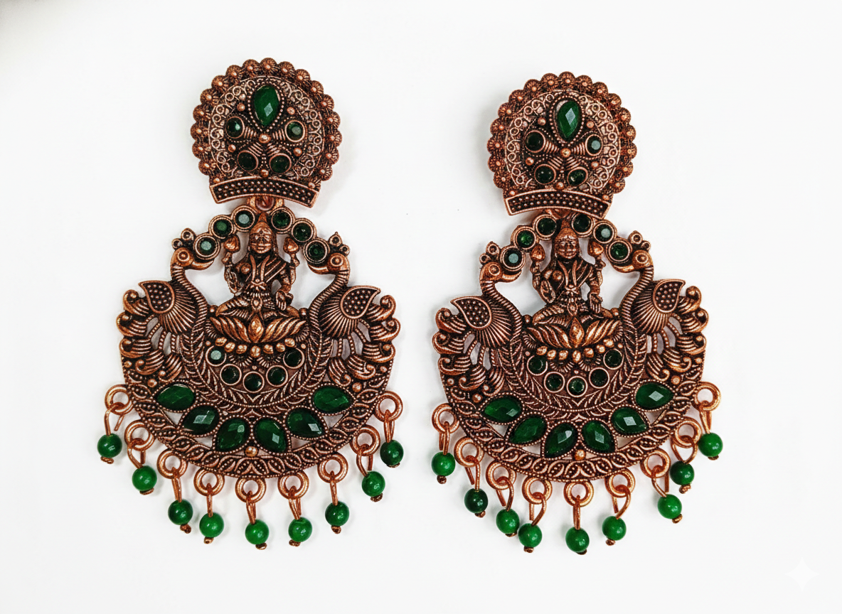 invisible Necklace,traditional Jhumkas,stone earring