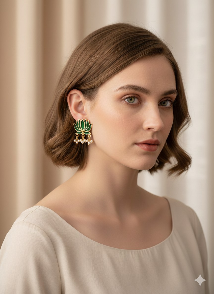 invisible Necklace,traditional Jhumkas,stone earring