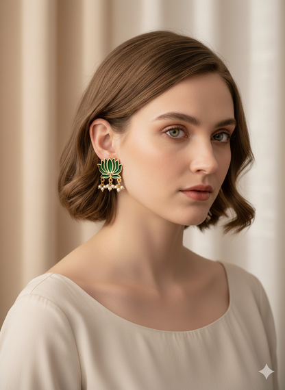 invisible Necklace,traditional Jhumkas,stone earring