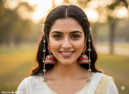 invisible Necklace,traditional Jhumkas,stone earring