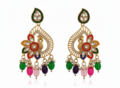 invisible Necklace,traditional Jhumkas,stone earring