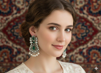invisible Necklace,traditional Jhumkas,stone earring