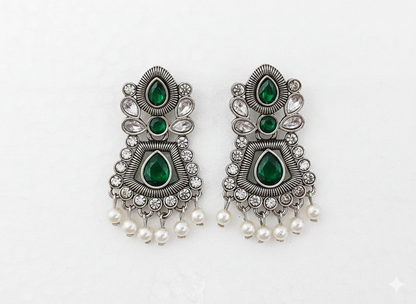 invisible Necklace,traditional Jhumkas,stone earring