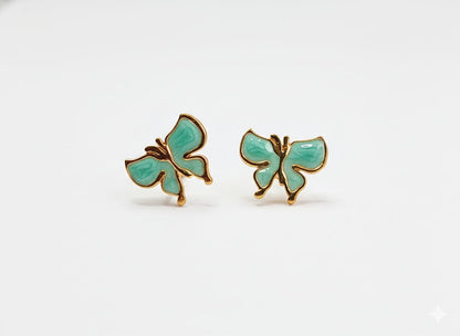 Butterfly-light green Korean Earring
